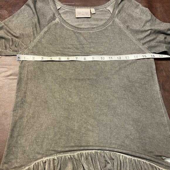 Dantelle Oil Dye Ruffle Hem Tunic‎ Top Grey Womens small Drop Waist Boho Grunge - Picture 13 of 13